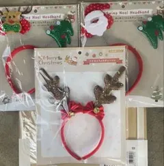 カチューシャ 髪飾り クリスマス サンタクロース トナカイ ツリー 3個セット