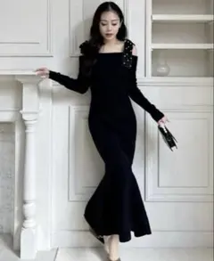 ROYAL PARTY パールリボンオフショルマーメイドワンピース