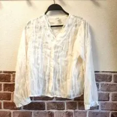 シフォン レース付き　ブラウス シャツ Mサイズ