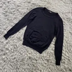 UNIQLO メリノウール100％ クルーネックニット M ネイビー