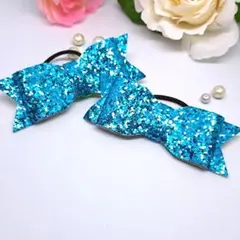 ハンドメイド　キッズ　リボンヘアゴム　✾ラメ　チア✾30