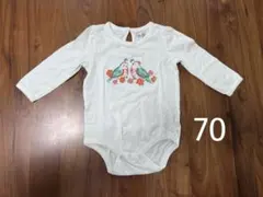 babyGAP 長袖ボディスーツ ロンパース　とり　インコ　刺繍　70 綿