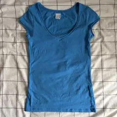 ZARA trafaluc basics Vネック Tシャツ ブルー Mのサムネイル