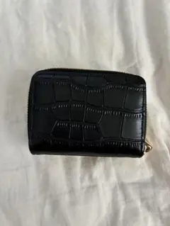 二つ折り財布　ジャバラ　ミニ財布　エコレザー　二つ折り　ワニ型押し　カードケース