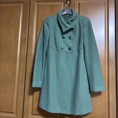 ベネトン・グリーン ダブルボタン ウールコート