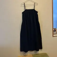 サマンサ　調節ひも付きブラックワンピ