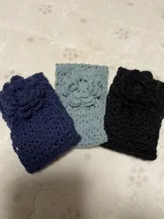 ハンドメイド 花モチーフ ミニマフラー より取り2枚