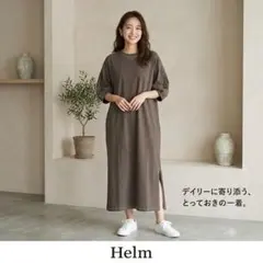 Helm ヘルム バルーン袖 ステッチ スリット ロングワンピース M 美品のサムネイル