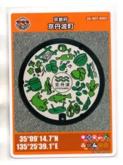 デザインは「京の都の食糧庫」の特産品 京都府京丹波町Aのマンホールカード（初版）