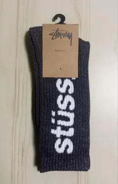 stussy ステューシー ラメ ソックス 靴下 メンズ チャコールグレー