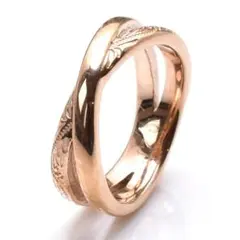 ハワイアンインフィニティリング 単品 ピンクゴールド 刻印 サージカルステンレス