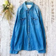 エアロポステール　長袖シャツ(XL)青　綿100% メンズ　薄手春夏a1612mのサムネイル