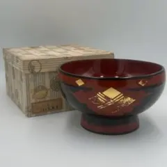 ⭐️ 新品 秀衡塗 椀 5客 丸三漆器 木製漆器 天然木うるし塗 黒朱金