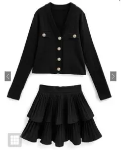 GRL カーディガン×ティアードミニスカートセットアップ ks035