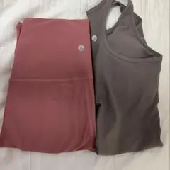 ヨガウェア(パット付きタンクトップ、レギンスセット)Sサイズ