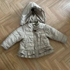 petit main ベージュ フリル　中綿　コート　ダウン　コート