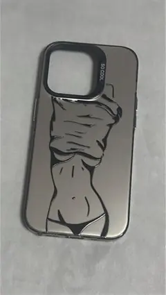 iPhone用シルバーケース 女性イラスト