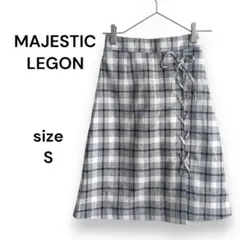 【マジェスティックレゴン】レースアップ フレア スカート 黒白 チェック S