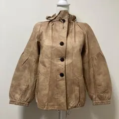 ピッグスキン　革　レザー　皮　ジャケット　レザージャケット　豚皮　ボタン　春