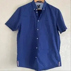 【美品】H&M ネイビー 半袖シャツ ボタンダウン