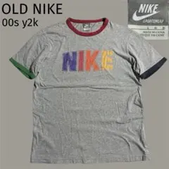 希少 00s y2k OLD NIKE リンガー Tシャツ ブロック体ロゴ