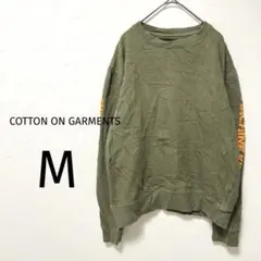 COTTON ON GARMENTS﻿ カーキ トレーナー　M 袖プリント