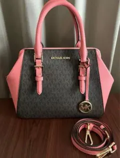 【美品】MICHAELKORS ショルダーバッグ ハンドバッグ ブラウン ピンク