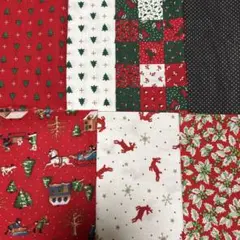 クリスマス柄コットン　USAコットン他 綿生地　はぎれ 7枚セット