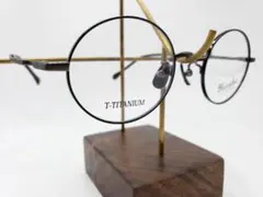 美品 Blanschic ラウンド眼鏡 チタン ブラック ブランシック 日本製