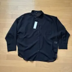 新品◆GUシアードルマンスリーブシャツ　ブラック　Lサイズ