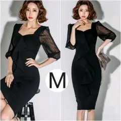 M　レディース　ワンピース ドレス　黒　結婚式　キャバ衣装　女性⭐フォーマル
