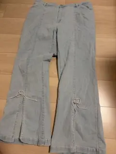 アベイル CHIP CLIP リボン付きフレアデニムパンツ 2XL