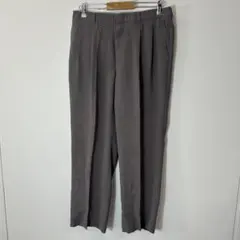 【used】スラックス　ストレートパンツ　グレー　ワンポイント　刺繍　古着