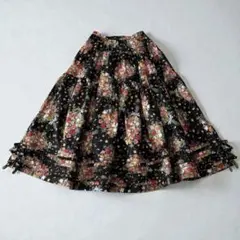 希少極美　KANEKO ISAO カネコイサオ 花柄 ロングスカート ブラック