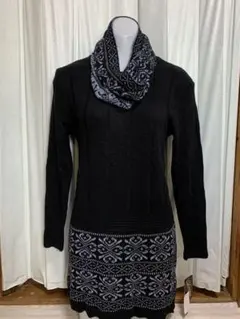 ニットチュニック スヌード付き　新品　M～L トップス