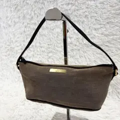 GUCCI グッチ アクセサリーポーチ レザー キャンバス ブラウン系