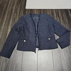 BLUE EAST ネイビー ツイードジャケット サイズ0のサムネイル