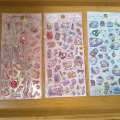 可愛いパステルきらきらシール3シートセット