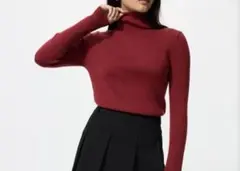 エクストラファイン　メリノウール タートルネック S 15 red ユニクロ