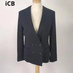 アイシービー ネイビー ダブルブレスト テーラードジャケット 極美品