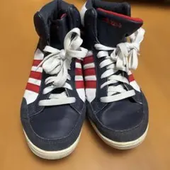 adidas ハイカットスニーカー ネイビー/ホワイト/レッド