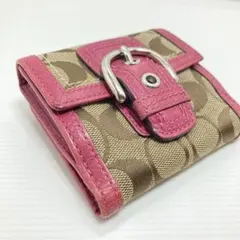 Coach Soho Signature Flap Wallet Pink