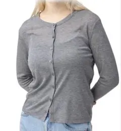 グレー ボタン付きカーディガン L 長袖　GU