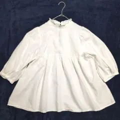 earth ブラウス バックリボン レースアップ ギャザー プルオーバー 7分袖