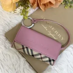 BURBERRY キーケース 4連 ノバチェック ロゴ型押し ピンク