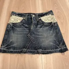 デニム レース付きミニスカートのサムネイル