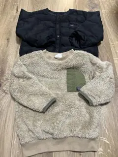 BREEZE フリースジャケット アウターセット　ベージュ/黒