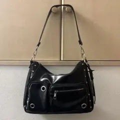 WEGO BIGハトメ2wayショルダー　ブラック　黒　ハンドバッグ