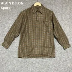 ALAIN DELON Sport 茶色系チェック柄ネルシャツ 長袖