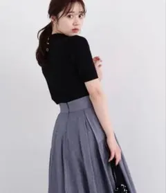 【美品】プロポーションボディドレッシング ハーフスリーブ総針ニット 黒 M